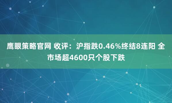鹰眼策略官网 收评：沪指跌0.46%终结8连阳 全市场超4600只个股下跌